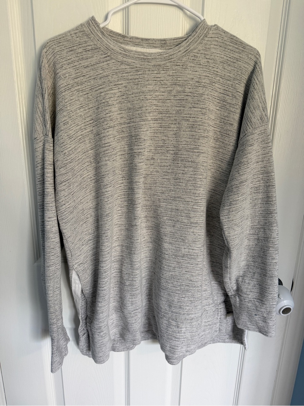 Aerie Crewneck Sweatshirt Gray Marled Split Hem